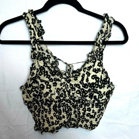 Topshop Women’s V-Neck Cropped Top Floral Sleeveless Size 8 - Picture 1 of 7
